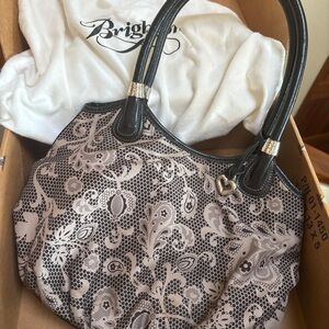 Brighton Black and Cream Paisley Shoulder Bag